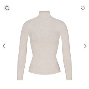 Skims Cotton Jersey Long Sleeve Turtleneck Size M Oatmeal Heather